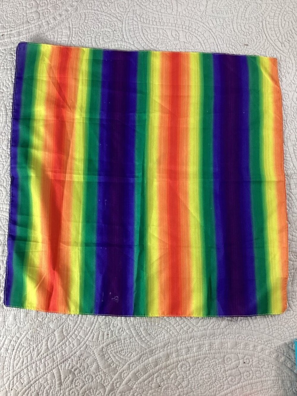 Rainbow Striped Square Scarf*Gay Pride*Spot Clean Only*17.5 inches square"*New